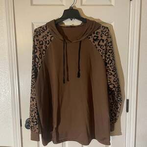 EMERY ROSE Plus Size Leopard Print  Hoodie